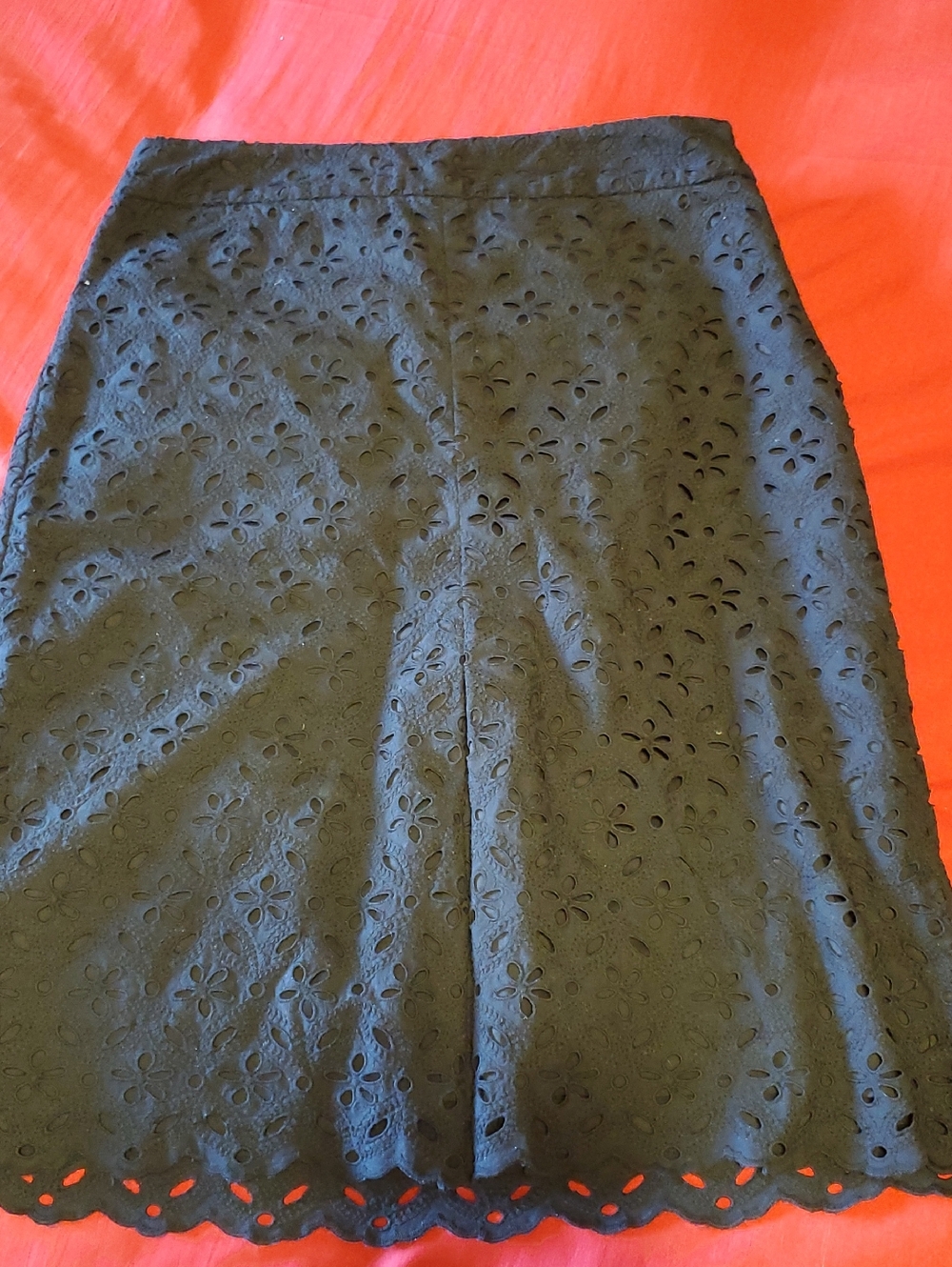 Talbots Black Eyelet Floral Pencil Skirt
